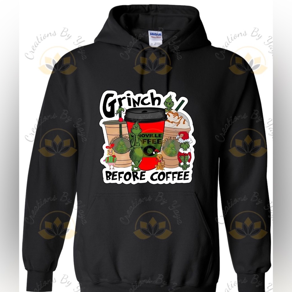 Grinch before coffee Christmas Hoodie